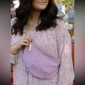 Lilac leather woven fanny bag - brand new